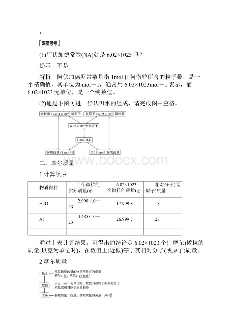 高中化学第1章认识化学科学第3节第1课时物质的量摩尔质量学案鲁科版必修1.docx_第3页