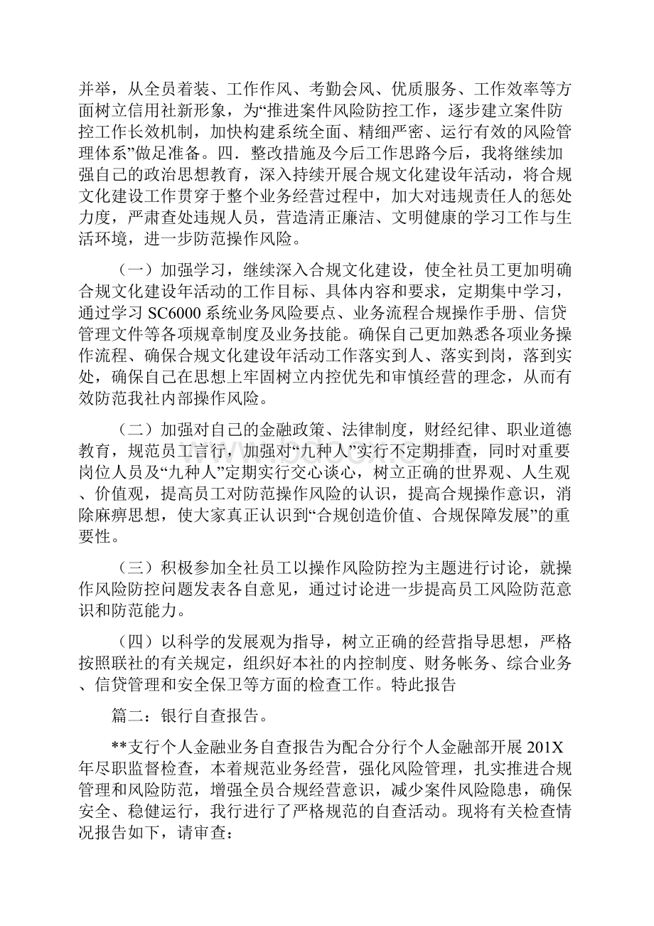 银行自查报告格式与银行自查报告结尾合集.docx_第2页