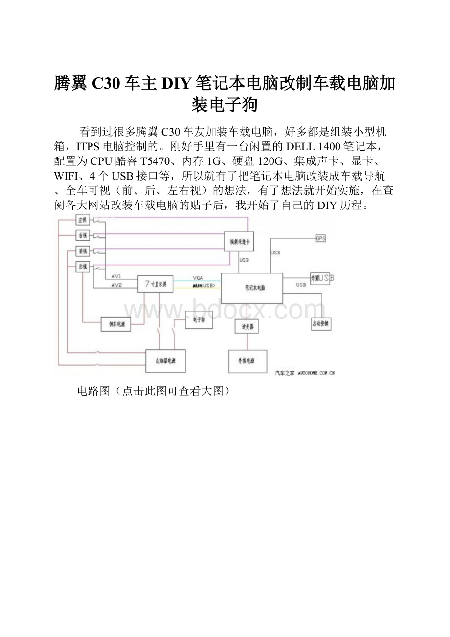 腾翼C30车主DIY笔记本电脑改制车载电脑加装电子狗.docx