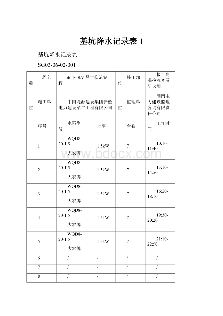 基坑降水记录表1.docx_第1页