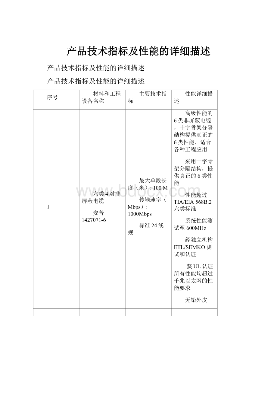 产品技术指标及性能的详细描述.docx_第1页