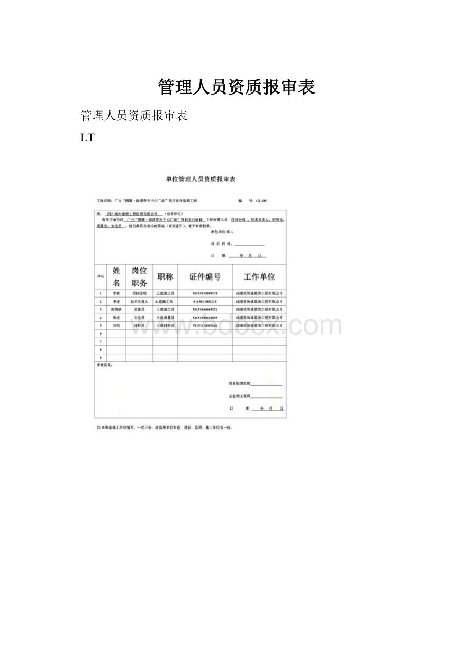 管理人员资质报审表.docx