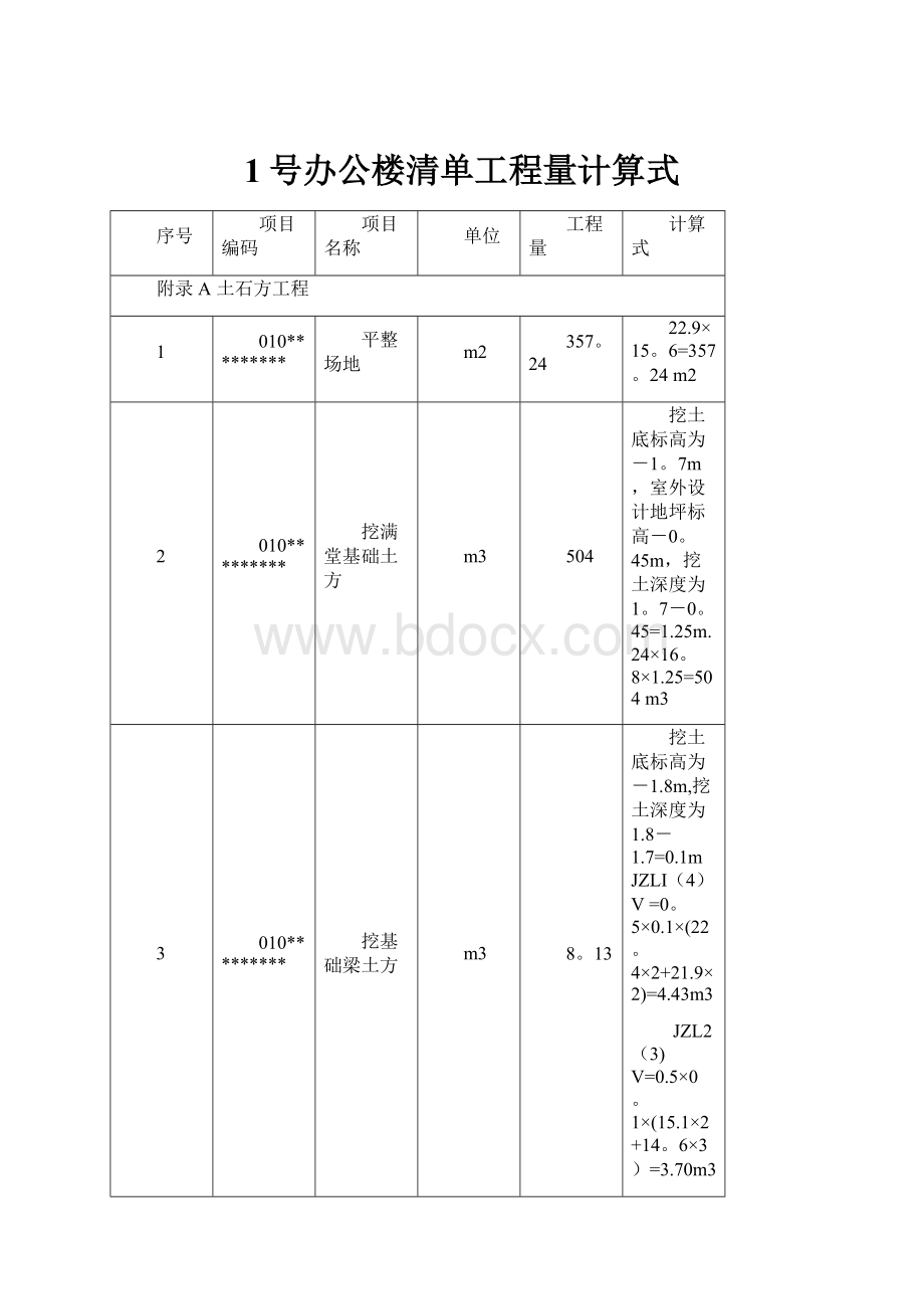 1号办公楼清单工程量计算式.docx