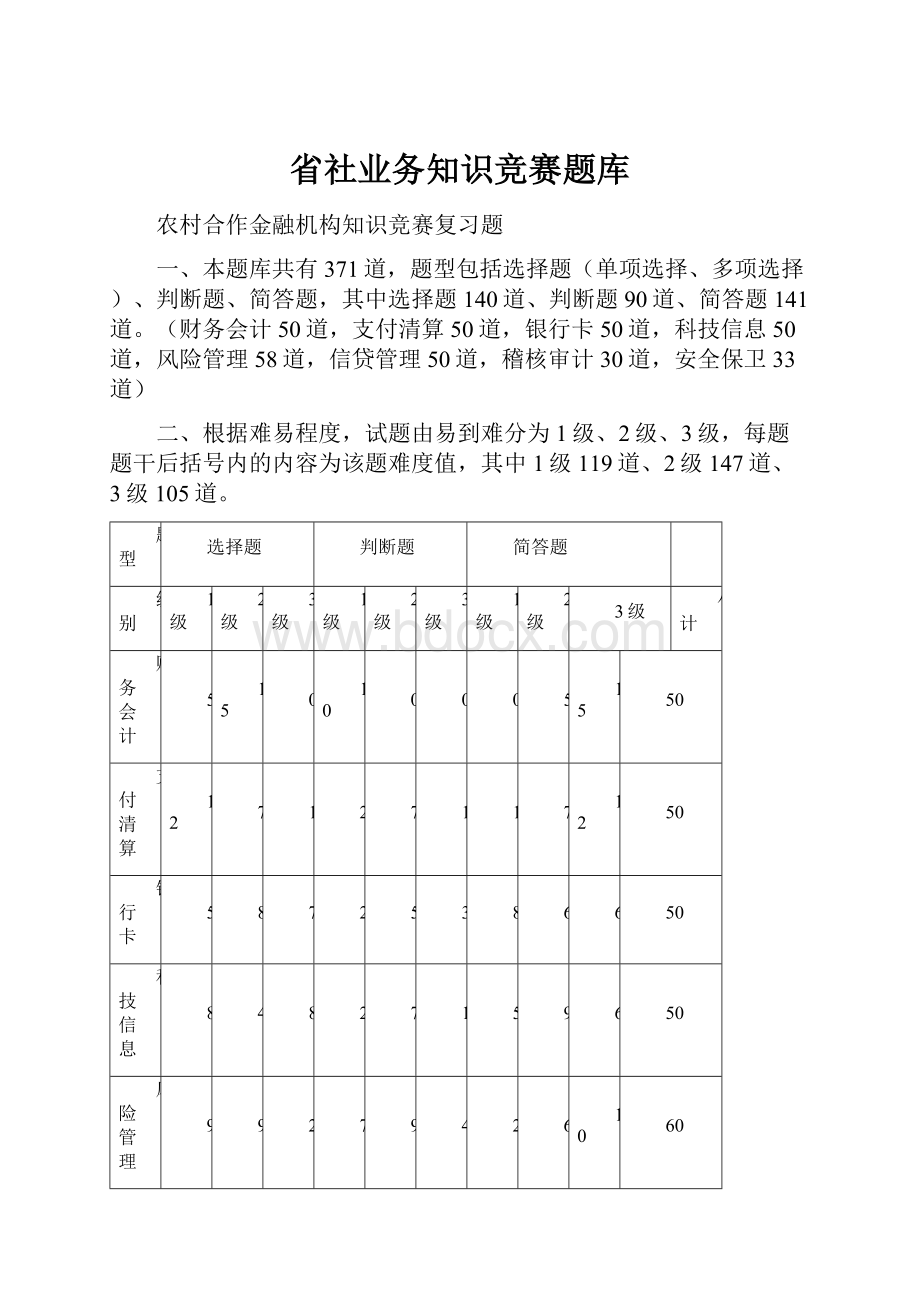 省社业务知识竞赛题库.docx