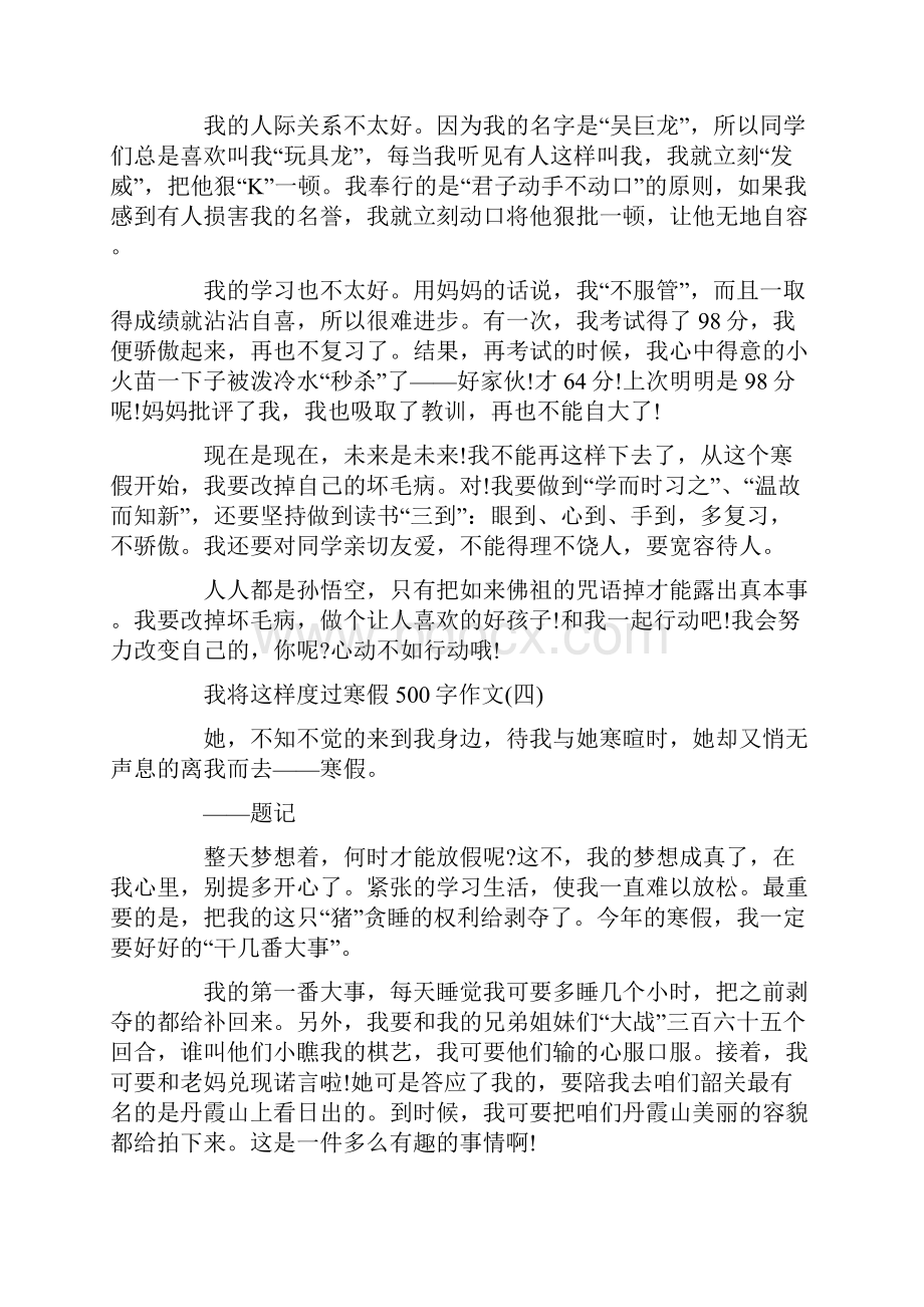 我将这样度过寒假500字作文10篇.docx_第3页