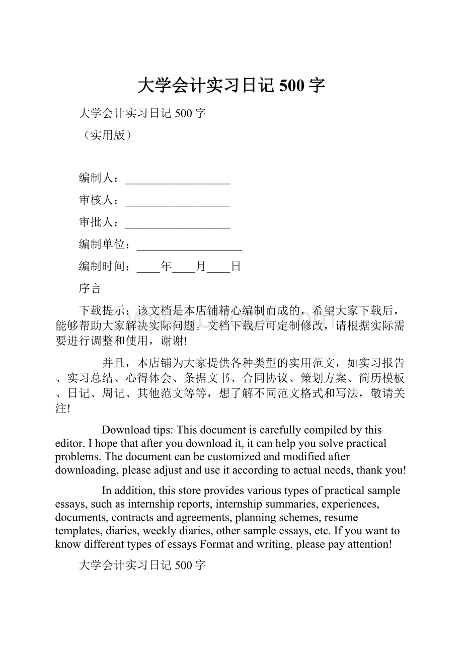 大学会计实习日记500字.docx