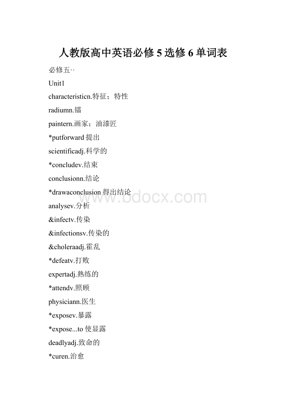 人教版高中英语必修5选修6单词表.docx_第1页