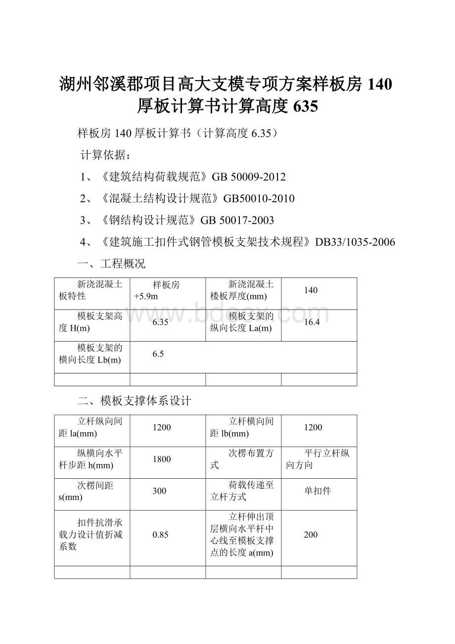 湖州邻溪郡项目高大支模专项方案样板房140厚板计算书计算高度635.docx