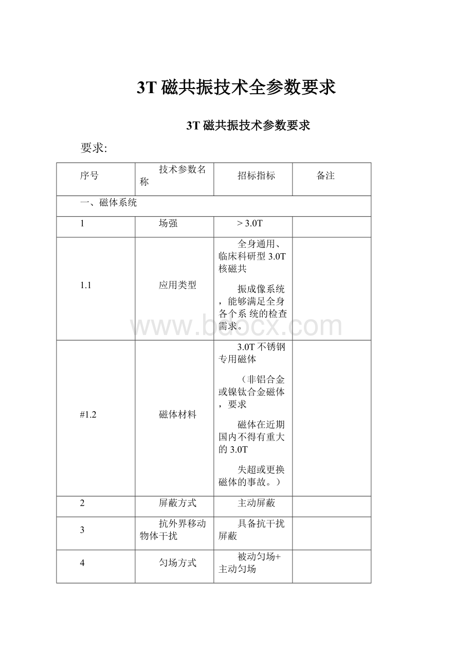 3T磁共振技术全参数要求.docx