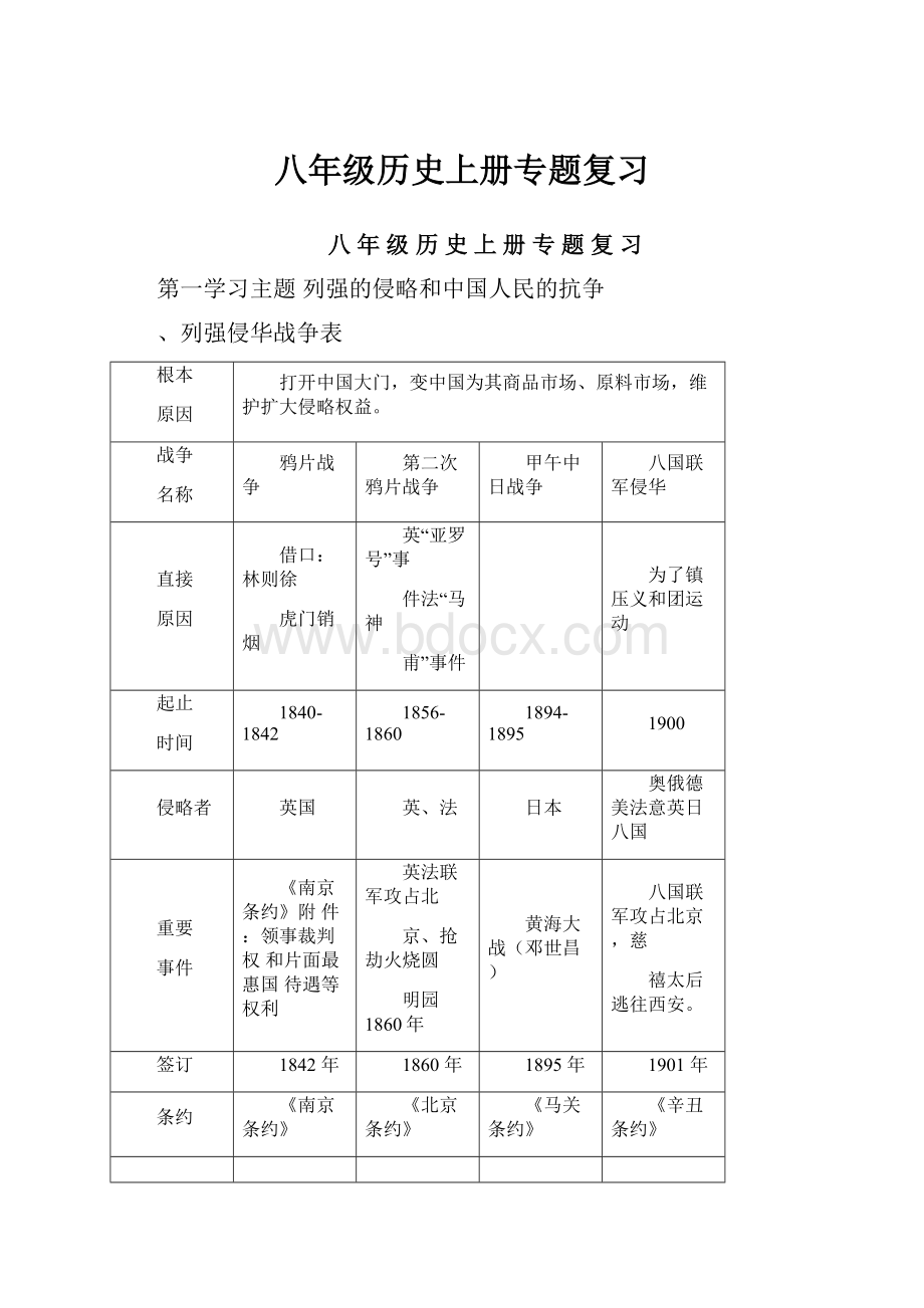 八年级历史上册专题复习.docx_第1页