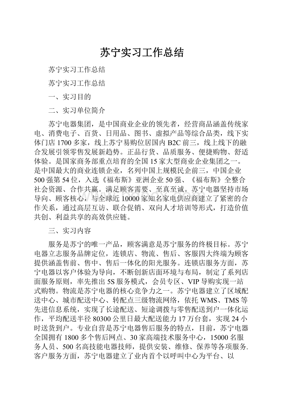 苏宁实习工作总结.docx