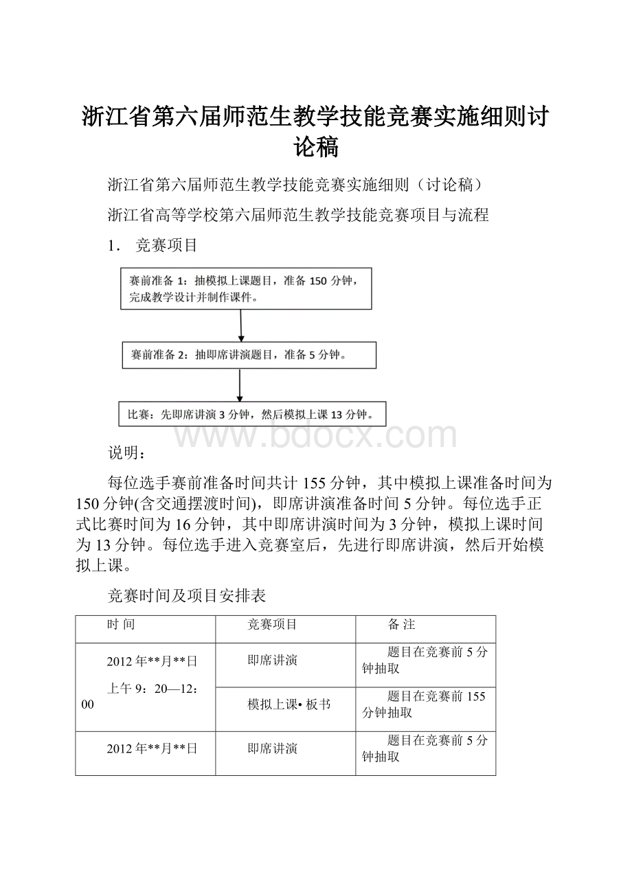 浙江省第六届师范生教学技能竞赛实施细则讨论稿.docx_第1页