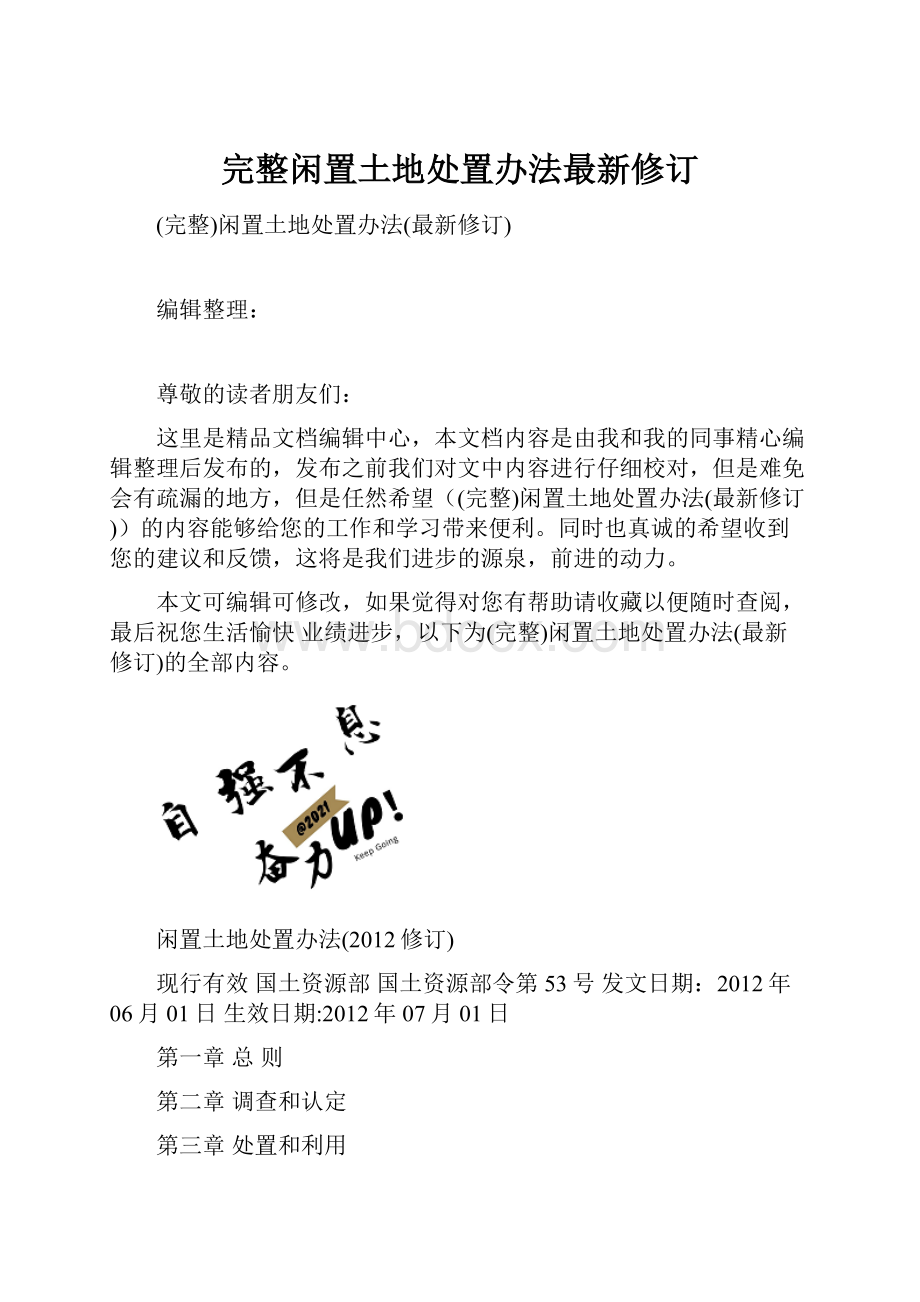 完整闲置土地处置办法最新修订.docx