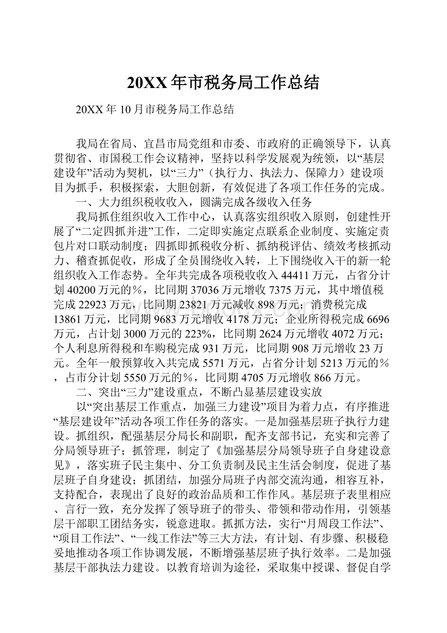 20XX年市税务局工作总结.docx