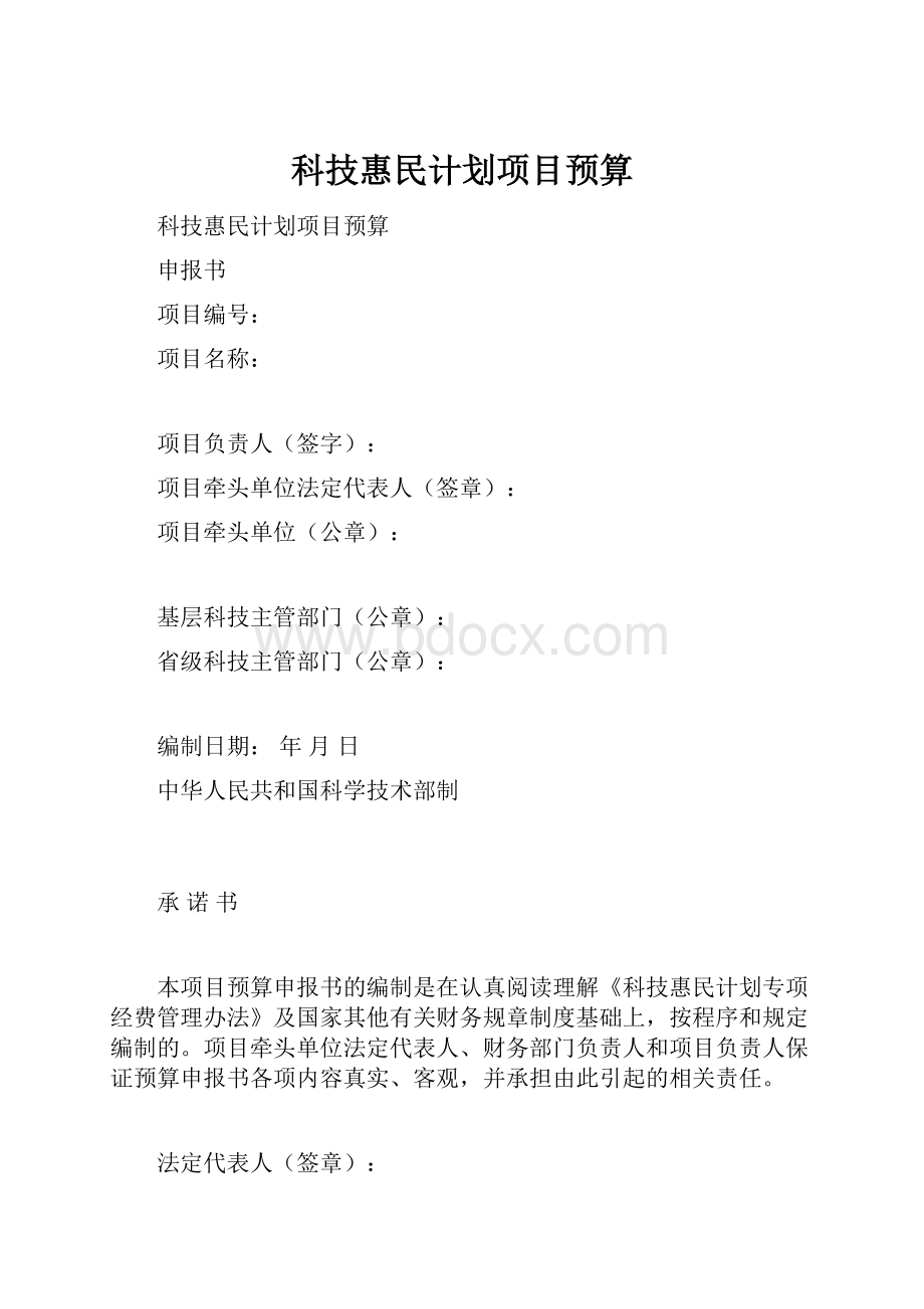 科技惠民计划项目预算.docx