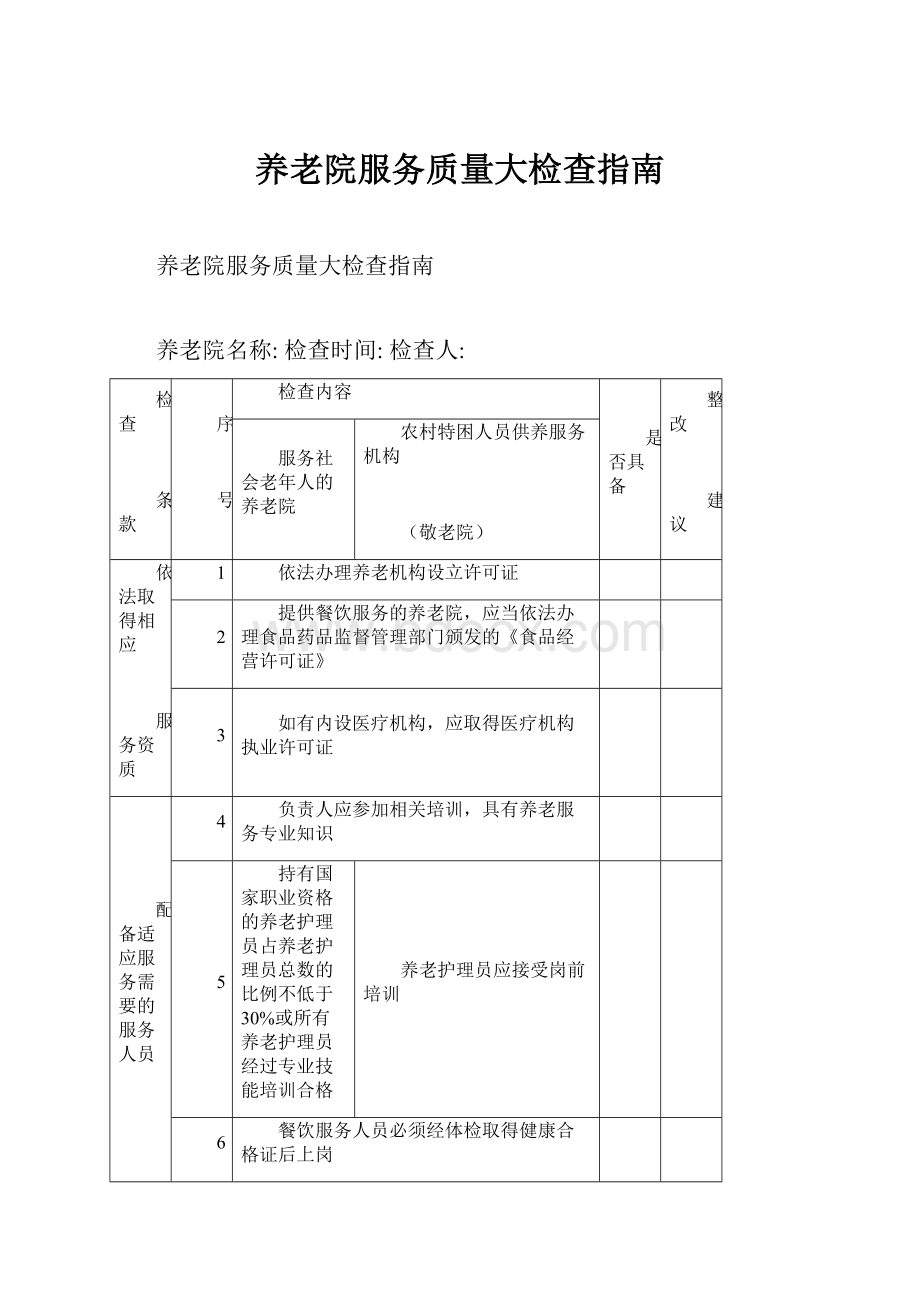 养老院服务质量大检查指南.docx