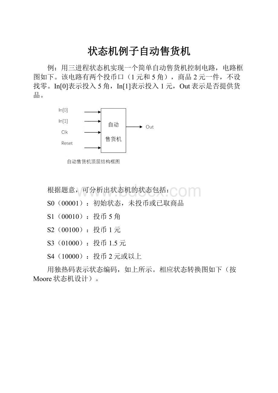 状态机例子自动售货机.docx