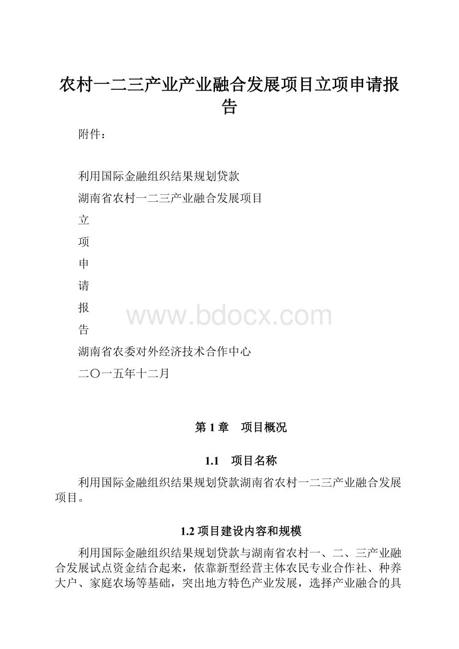 农村一二三产业产业融合发展项目立项申请报告.docx