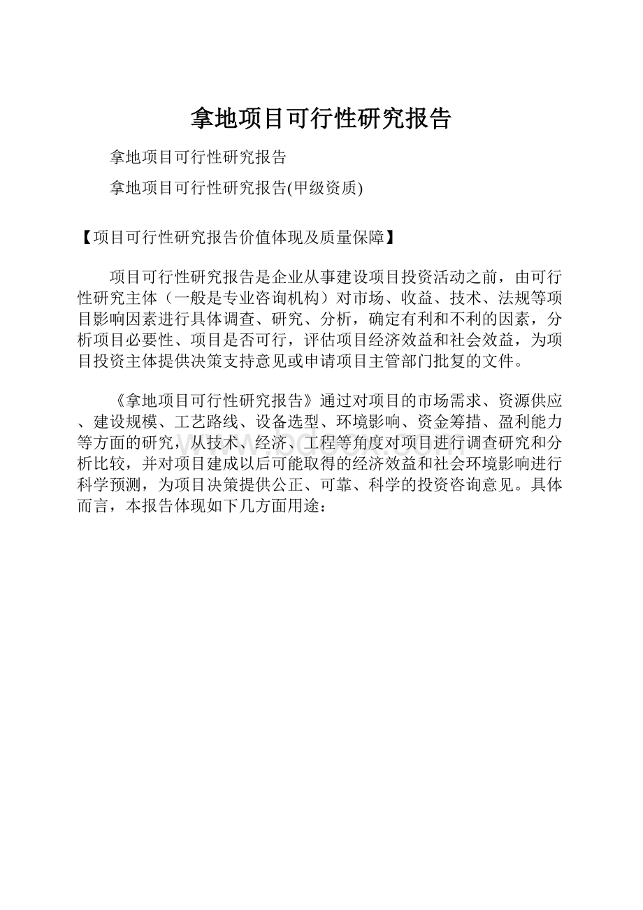 拿地项目可行性研究报告.docx