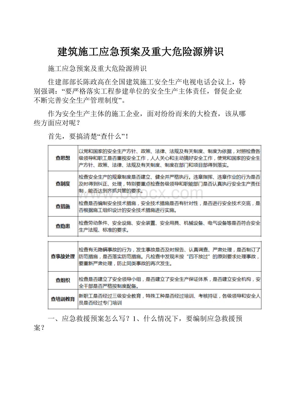 建筑施工应急预案及重大危险源辨识.docx_第1页