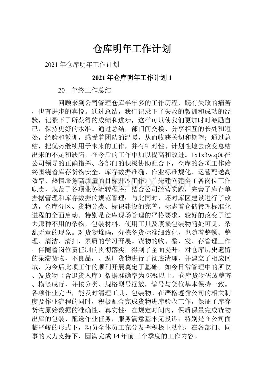 仓库明年工作计划.docx_第1页