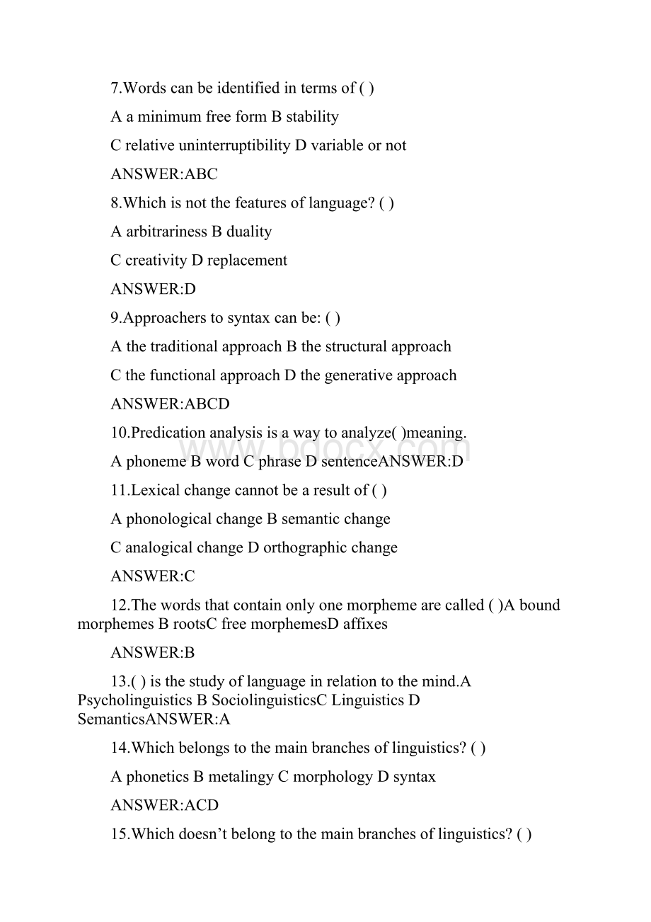 英语的语言学试题库.docx_第2页