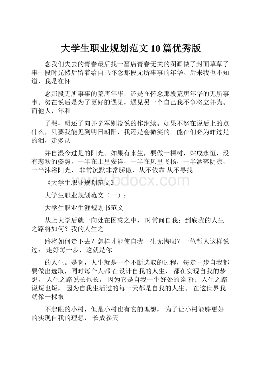 大学生职业规划范文10篇优秀版.docx