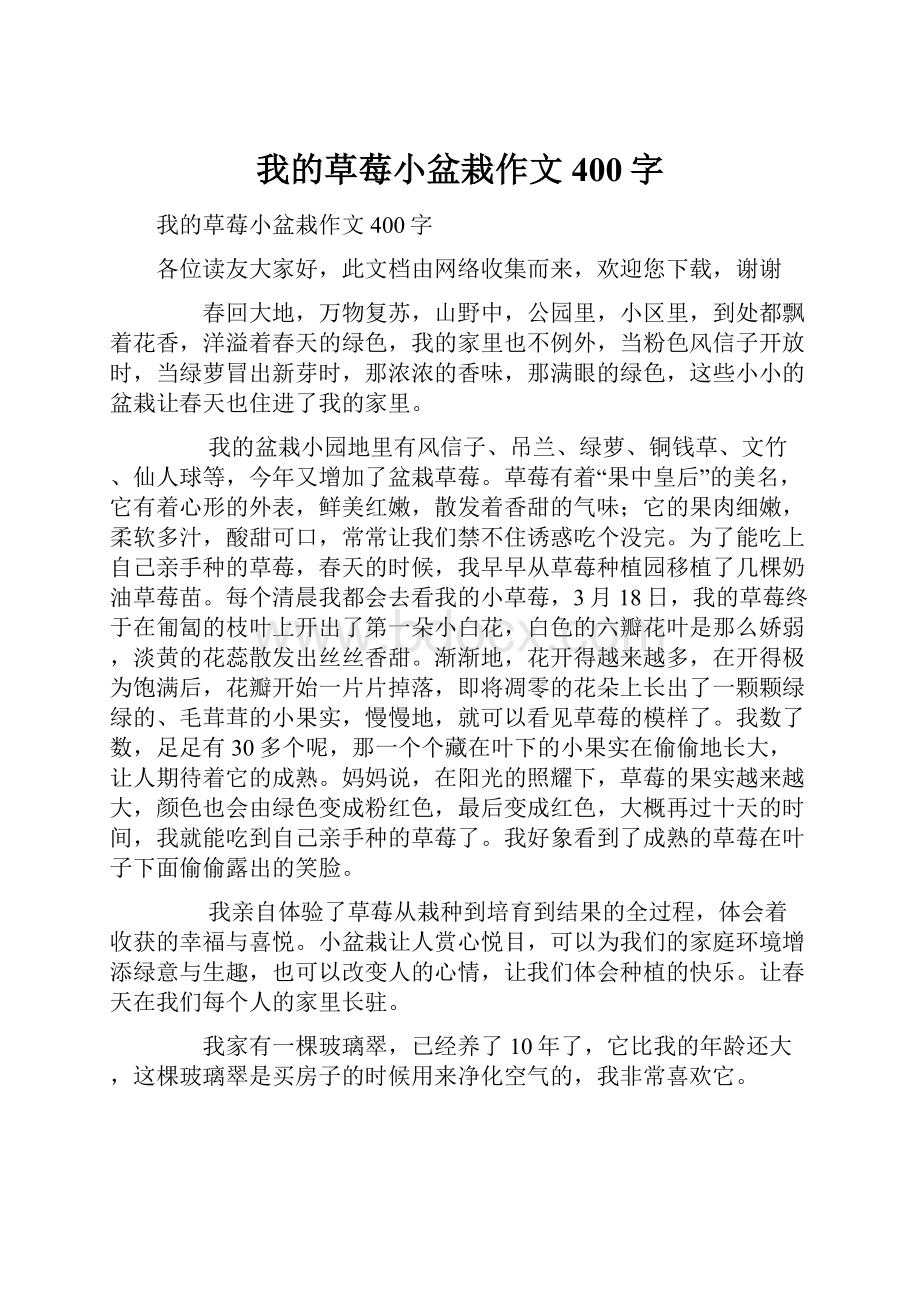 我的草莓小盆栽作文400字.docx