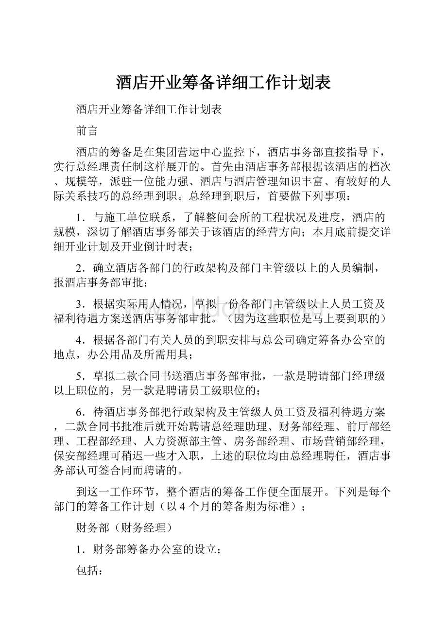 酒店开业筹备详细工作计划表.docx_第1页