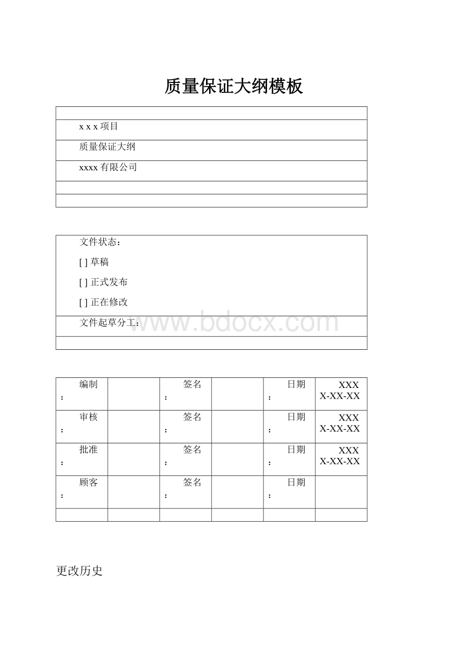 质量保证大纲模板.docx_第1页