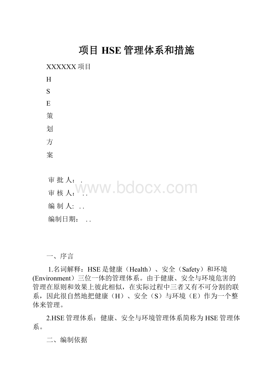 项目HSE管理体系和措施.docx_第1页