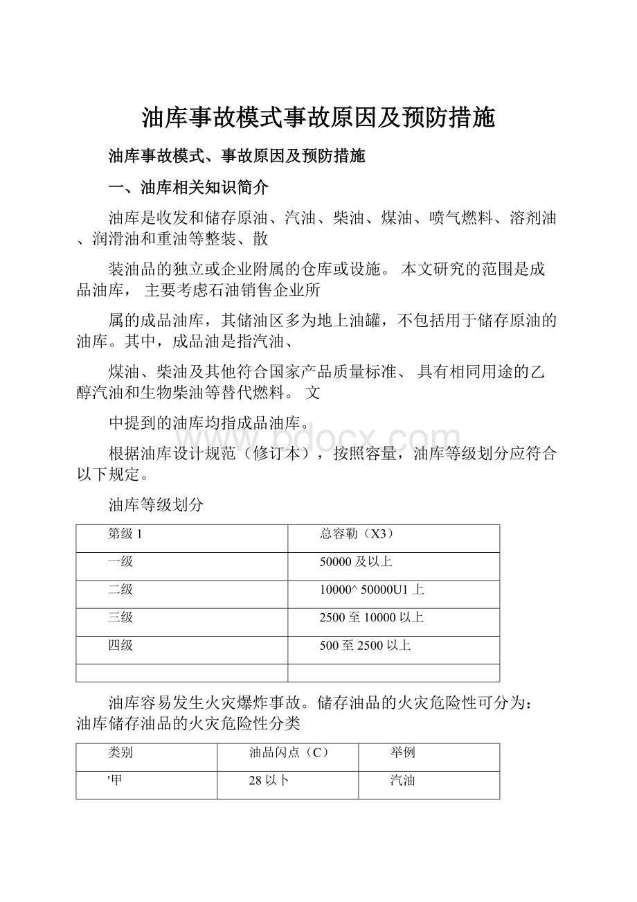 油库事故模式事故原因及预防措施.docx