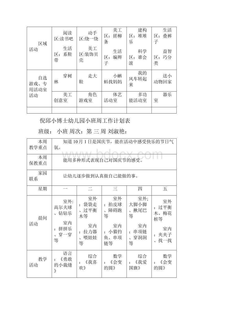 幼儿园小班班周计划表.docx_第3页