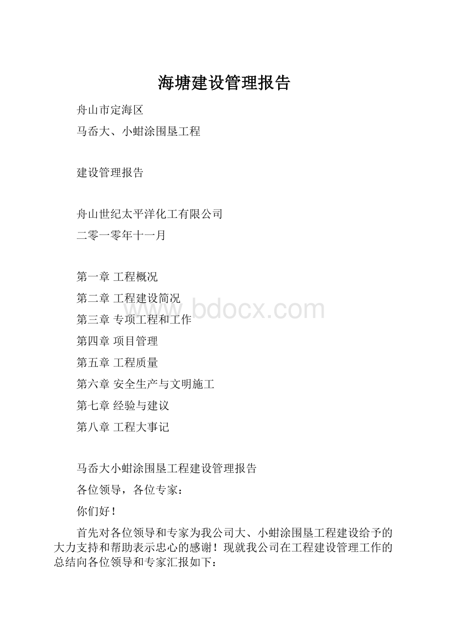 海塘建设管理报告.docx