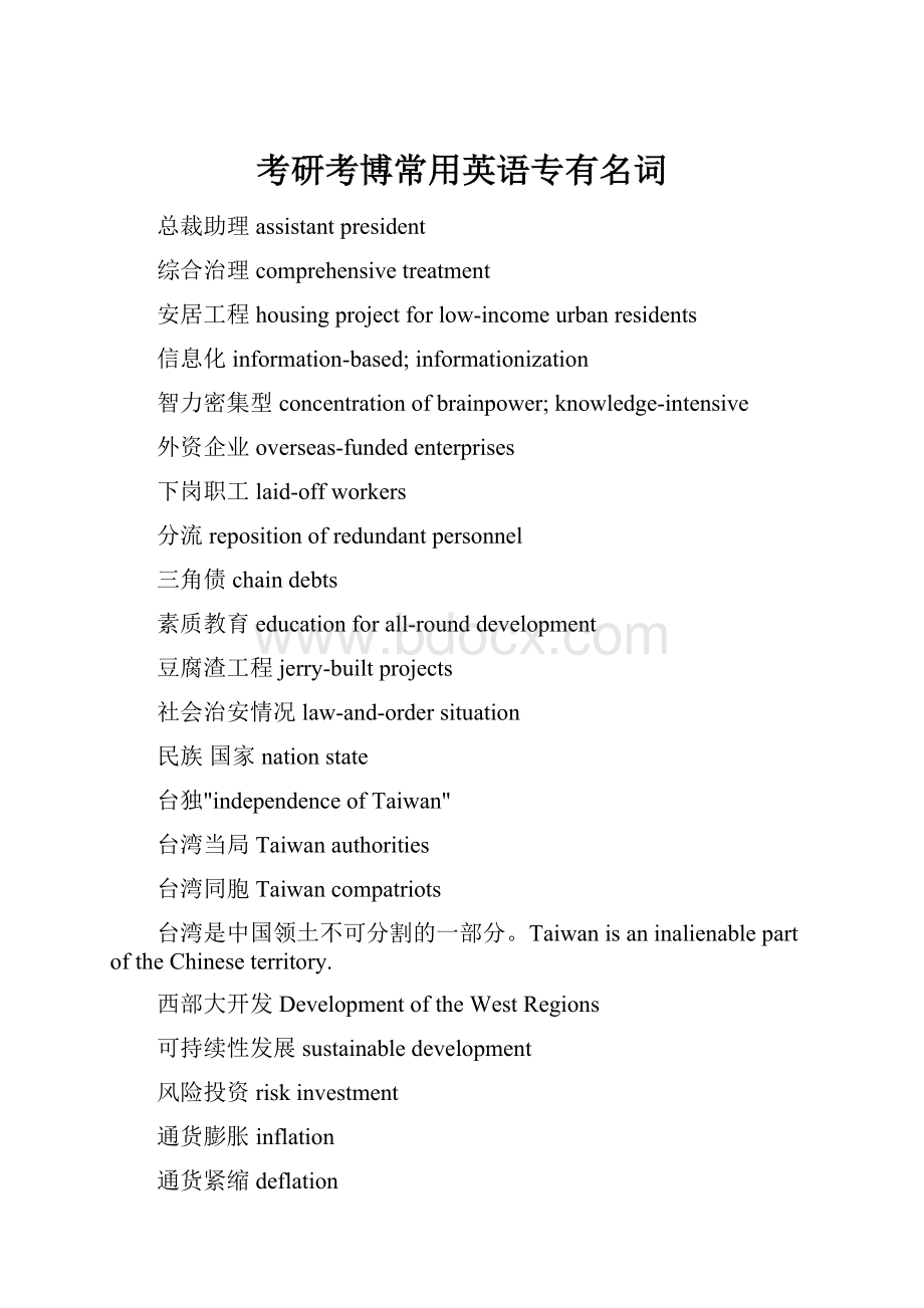 考研考博常用英语专有名词.docx