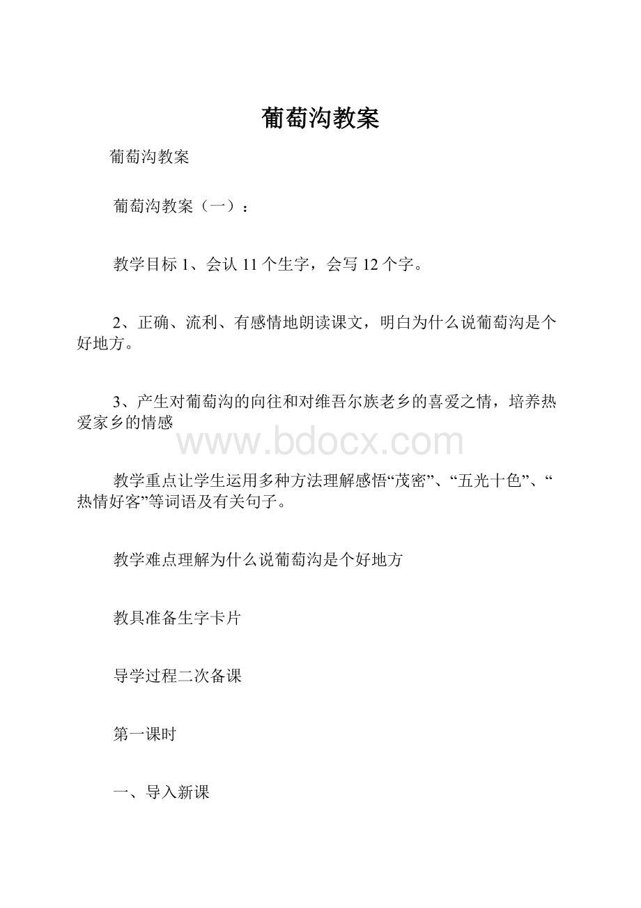 葡萄沟教案.docx