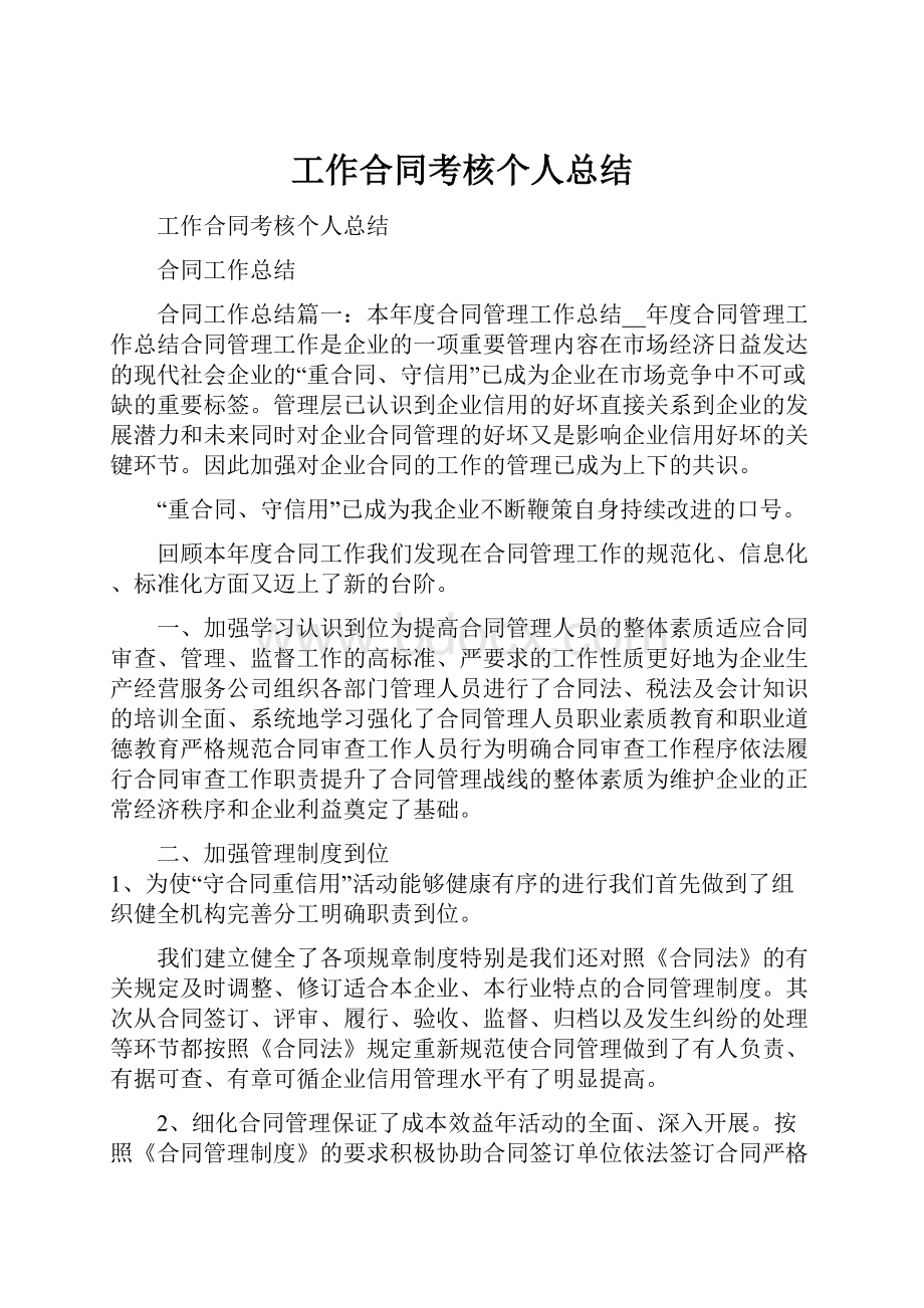 工作合同考核个人总结.docx