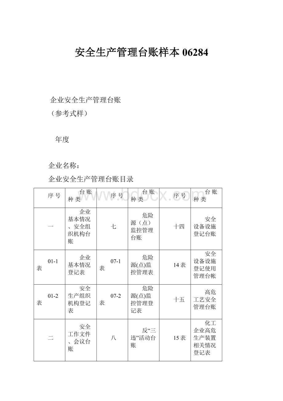 安全生产管理台账样本06284.docx