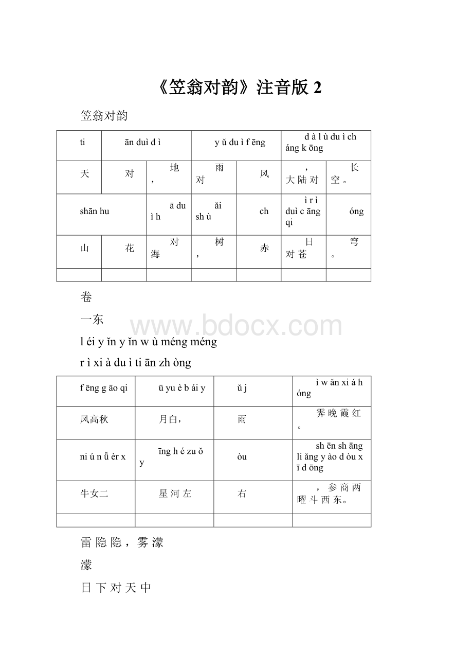 《笠翁对韵》注音版2.docx