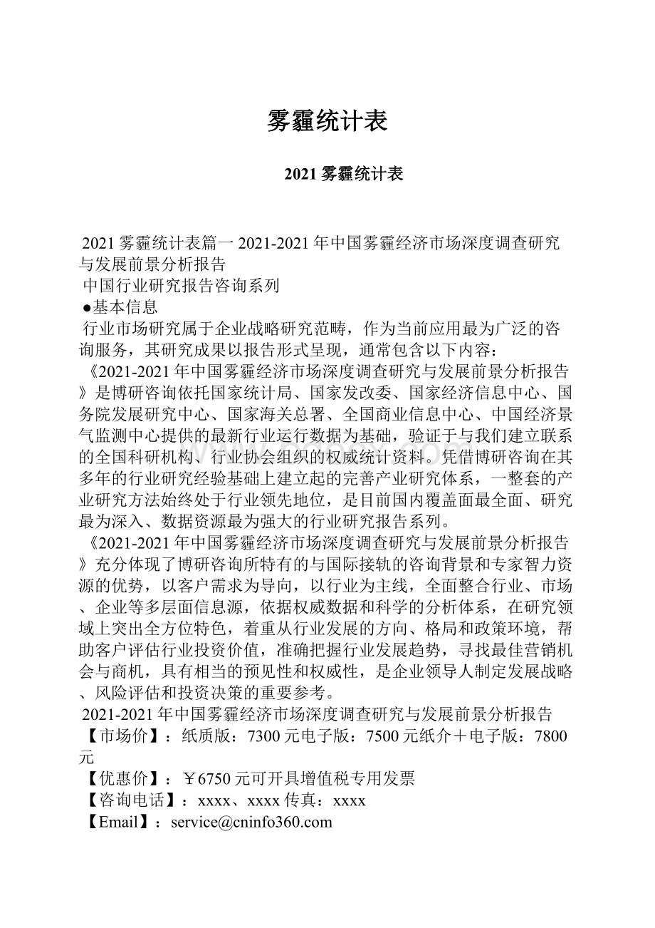 雾霾统计表.docx