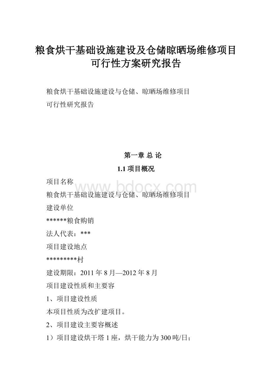 粮食烘干基础设施建设及仓储晾晒场维修项目可行性方案研究报告.docx