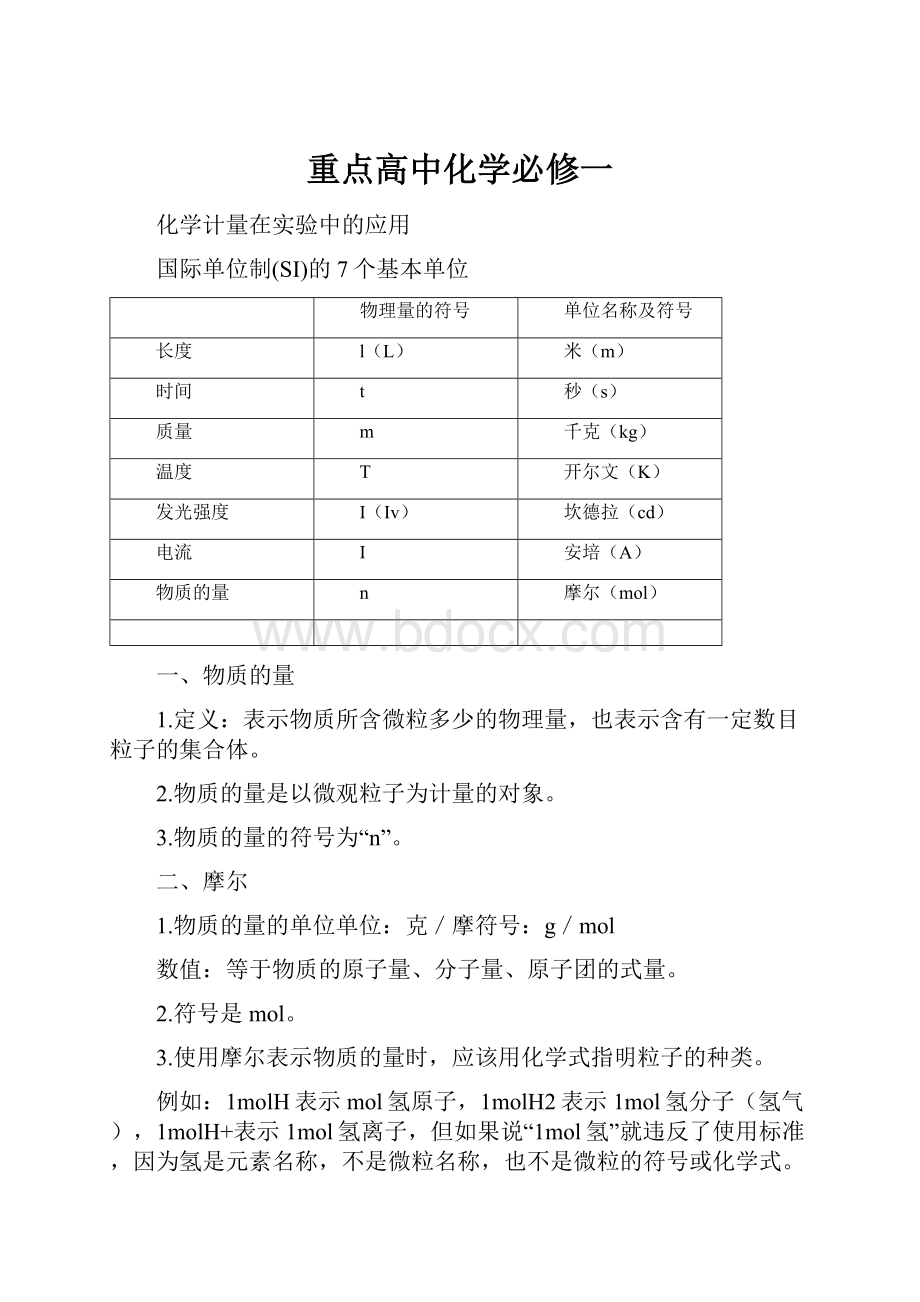 重点高中化学必修一.docx_第1页