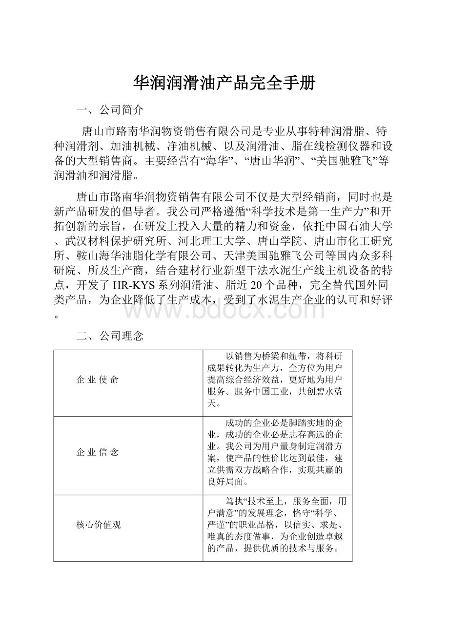 华润润滑油产品完全手册.docx