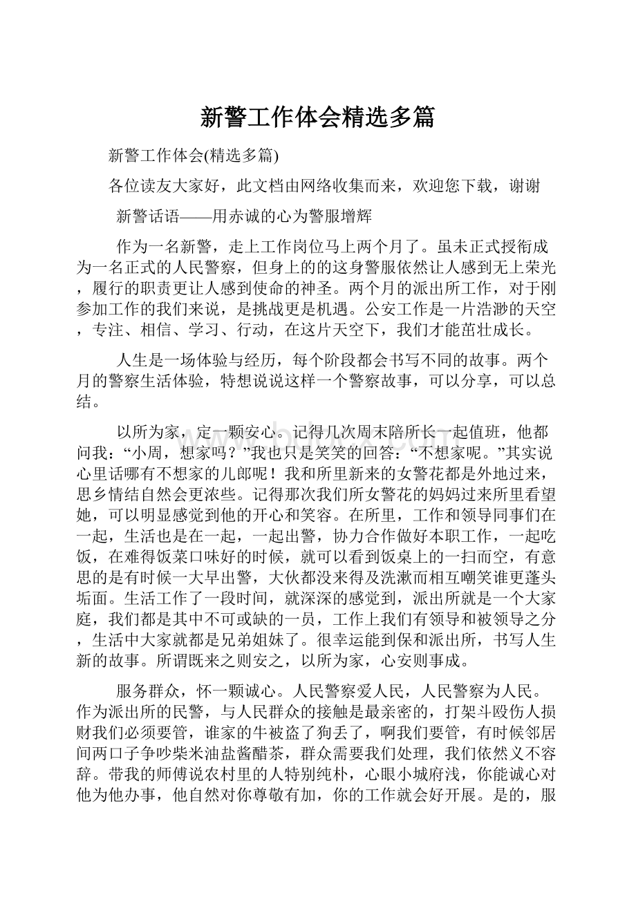 新警工作体会精选多篇.docx