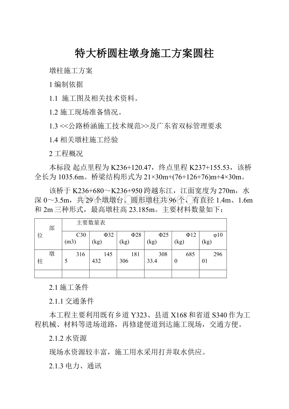 特大桥圆柱墩身施工方案圆柱.docx