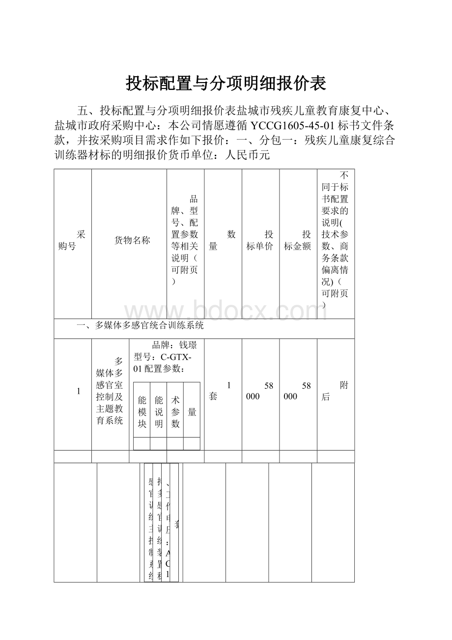 投标配置与分项明细报价表.docx