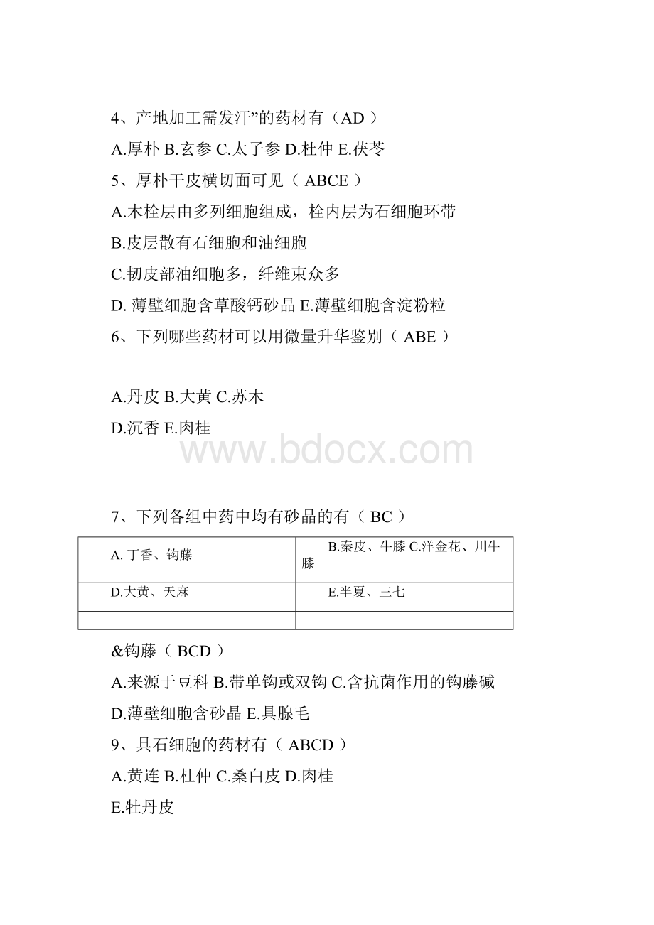 中药鉴定学题库.docx_第3页