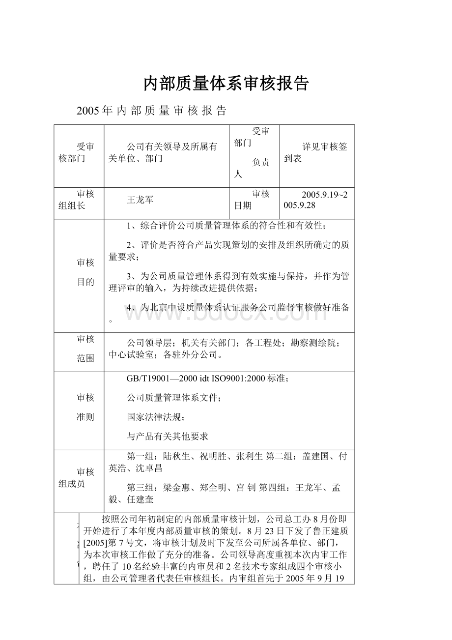 内部质量体系审核报告.docx_第1页