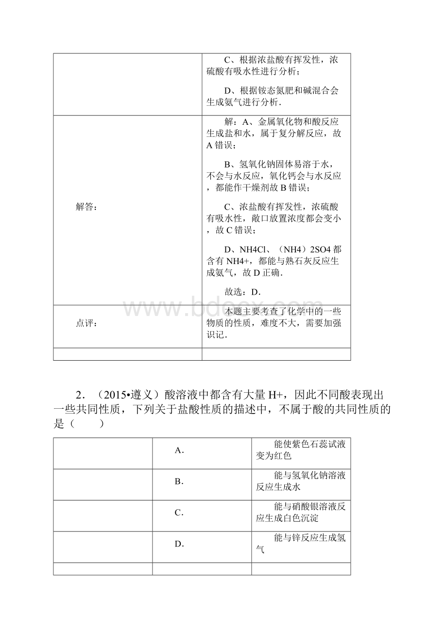 化学中考试题常见的酸碱的性质和用途含答案.docx_第2页