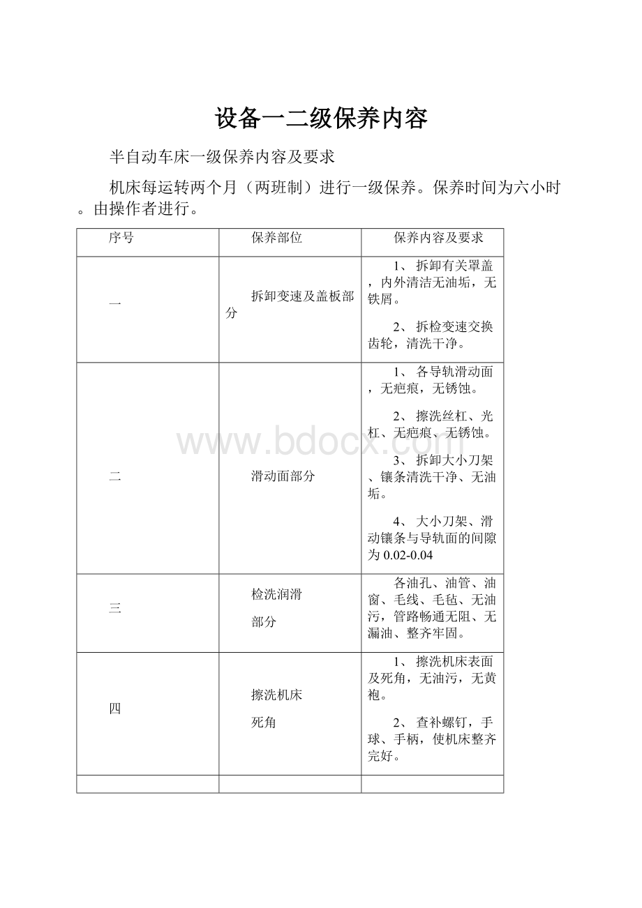 设备一二级保养内容.docx